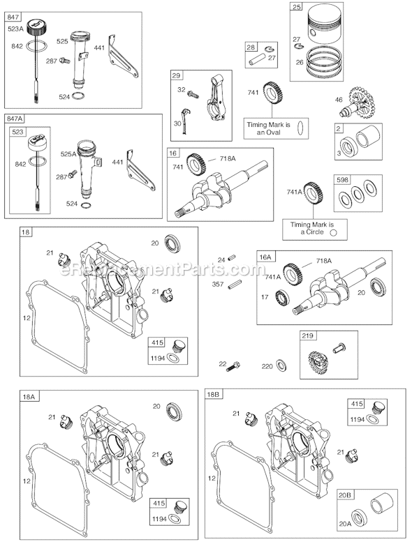 Page B Diagram and Parts List for 93400SERIES 0010-1286 Briggs and Stratton Engine